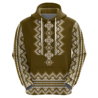 Ukraine Folk Pattern Hoodie Ukrainian Wood Brown Version - Wonder Print Shop