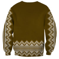 Ukraine Folk Pattern Sweatshirt Ukrainian Wood Brown Version - Wonder Print Shop