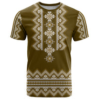 Ukraine Folk Pattern T Shirt Ukrainian Wood Brown Version - Wonder Print Shop