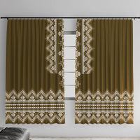 Ukraine Folk Pattern Window Curtain Ukrainian Wood Brown Version - Wonder Print Shop