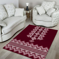 Ukraine Folk Pattern Area Rug Ukrainian Wine Red Version - Wonder Print Shop