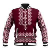 Ukraine Folk Pattern Baseball Jacket Ukrainian Wine Red Version - Wonder Print Shop