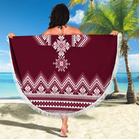 Ukraine Folk Pattern Beach Blanket Ukrainian Wine Red Version - Wonder Print Shop