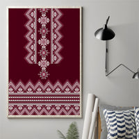 Ukraine Folk Pattern Canvas Wall Art Ukrainian Wine Red Version - Wonder Print Shop