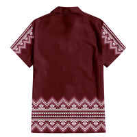 Ukraine Folk Pattern Family Matching Mermaid Dress and Hawaiian Shirt Ukrainian Wine Red Version - Wonder Print Shop