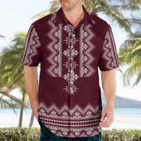 Ukraine Folk Pattern Hawaiian Shirt Ukrainian Wine Red Version - Wonder Print Shop