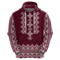Ukraine Folk Pattern Hoodie Ukrainian Wine Red Version - Wonder Print Shop