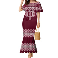 Ukraine Folk Pattern Mermaid Dress Ukrainian Wine Red Version - Wonder Print Shop