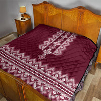 Ukraine Folk Pattern Quilt Ukrainian Wine Red Version - Wonder Print Shop