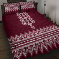 Ukraine Folk Pattern Quilt Bed Set Ukrainian Wine Red Version - Wonder Print Shop