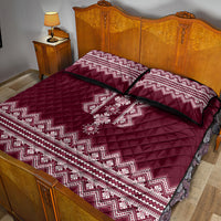 Ukraine Folk Pattern Quilt Bed Set Ukrainian Wine Red Version - Wonder Print Shop