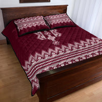 Ukraine Folk Pattern Quilt Bed Set Ukrainian Wine Red Version - Wonder Print Shop