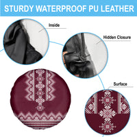 Ukraine Folk Pattern Spare Tire Cover Ukrainian Wine Red Version - Wonder Print Shop