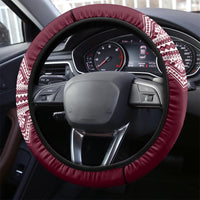 Ukraine Folk Pattern Steering Wheel Cover Ukrainian Wine Red Version - Wonder Print Shop