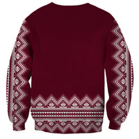 Ukraine Folk Pattern Sweatshirt Ukrainian Wine Red Version - Wonder Print Shop