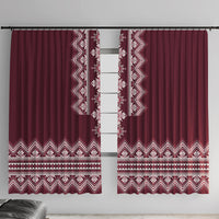 Ukraine Folk Pattern Window Curtain Ukrainian Wine Red Version - Wonder Print Shop