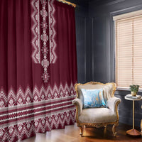 Ukraine Folk Pattern Window Curtain Ukrainian Wine Red Version - Wonder Print Shop