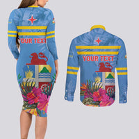 Aruba ta Bonita Couples Matching Long Sleeve Bodycon Dress and Long Sleeve Button Shirt Aruba Shoco Tropical Vibe - Wonder Print Shop