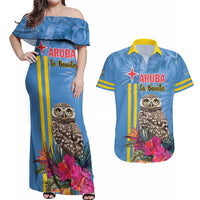 Aruba ta Bonita Couples Matching Off Shoulder Maxi Dress and Hawaiian Shirt Aruba Shoco Tropical Vibe - Wonder Print Shop