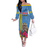 Aruba ta Bonita Family Matching Off The Shoulder Long Sleeve Dress and Hawaiian Shirt Aruba Shoco Tropical Vibe - Wonder Print Shop