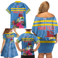 Aruba ta Bonita Family Matching Off Shoulder Short Dress and Hawaiian Shirt Aruba Shoco Tropical Vibe - Wonder Print Shop