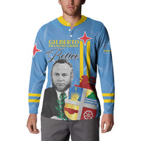 Feliz Dia di Betico Button Sweatshirt Aruba Flag Style - Wonder Print Shop