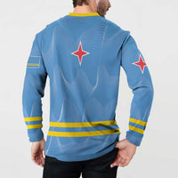 Feliz Dia di Betico Button Sweatshirt Aruba Flag Style - Wonder Print Shop