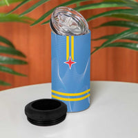 Feliz Dia di Betico 4 in 1 Can Cooler Tumbler Aruba Flag Style - Wonder Print Shop