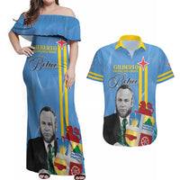 Feliz Dia di Betico Couples Matching Off Shoulder Maxi Dress and Hawaiian Shirt Aruba Flag Style - Wonder Print Shop