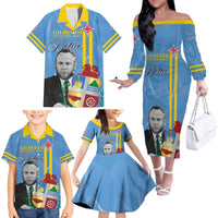 Feliz Dia di Betico Family Matching Off The Shoulder Long Sleeve Dress and Hawaiian Shirt Aruba Flag Style - Wonder Print Shop