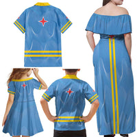 Feliz Dia di Betico Family Matching Off Shoulder Maxi Dress and Hawaiian Shirt Aruba Flag Style - Wonder Print Shop