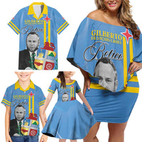 Feliz Dia di Betico Family Matching Off Shoulder Short Dress and Hawaiian Shirt Aruba Flag Style - Wonder Print Shop