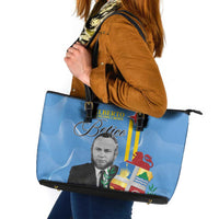 Feliz Dia di Betico Leather Tote Bag Aruba Flag Style - Wonder Print Shop