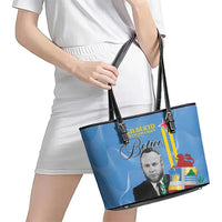 Feliz Dia di Betico Leather Tote Bag Aruba Flag Style - Wonder Print Shop