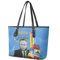 Feliz Dia di Betico Leather Tote Bag Aruba Flag Style - Wonder Print Shop