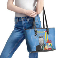 Feliz Dia di Betico Leather Tote Bag Aruba Flag Style - Wonder Print Shop