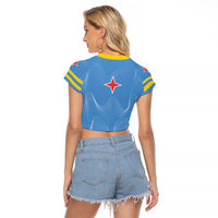 Feliz Dia di Betico Raglan Cropped T Shirt Aruba Flag Style - Wonder Print Shop