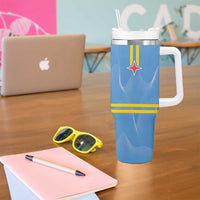 Feliz Dia di Betico Tumbler With Handle Aruba Flag Style - Wonder Print Shop