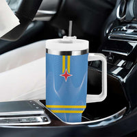 Feliz Dia di Betico Tumbler With Handle Aruba Flag Style - Wonder Print Shop