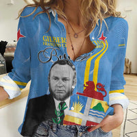 Feliz Dia di Betico Women Casual Shirt Aruba Flag Style - Wonder Print Shop