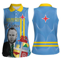 Feliz Dia di Betico Women Sleeveless Polo Shirt Aruba Flag Style - Wonder Print Shop