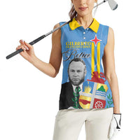 Feliz Dia di Betico Women Sleeveless Polo Shirt Aruba Flag Style - Wonder Print Shop