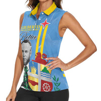 Feliz Dia di Betico Women Sleeveless Polo Shirt Aruba Flag Style - Wonder Print Shop