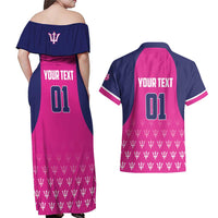 Custom Barbados Royals Cricket Couples Matching Off Shoulder Maxi Dress and Hawaiian Shirt Back to Back Champions - Wonder Print Shop