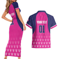 Custom Barbados Royals Cricket Couples Matching Short Sleeve Bodycon Dress and Hawaiian Shirt Back to Back Champions - Wonder Print Shop