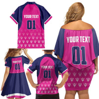 Custom Barbados Royals Cricket Family Matching Off Shoulder Short Dress and Hawaiian Shirt Back to Back Champions - Wonder Print Shop