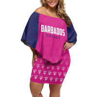 Custom Barbados Royals Cricket Family Matching Off Shoulder Short Dress and Hawaiian Shirt Back to Back Champions - Wonder Print Shop