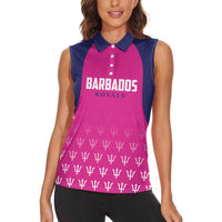 Custom Barbados Royals Cricket Women Sleeveless Polo Shirt Back to Back Champions - Wonder Print Shop