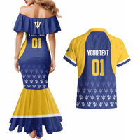 Custom Barbados Tridents Cricket Couples Matching Mermaid Dress and Hawaiian Shirt Go Champions - Wonder Print Shop