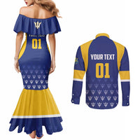 Custom Barbados Tridents Cricket Couples Matching Mermaid Dress and Long Sleeve Button Shirt Go Champions